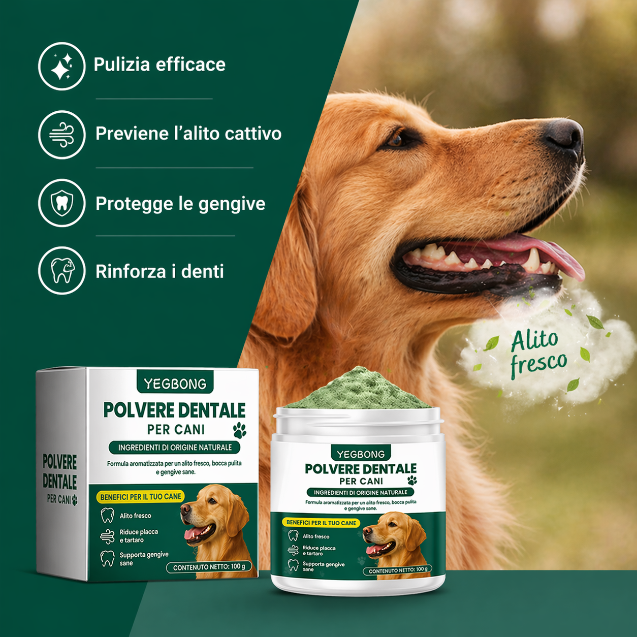 Denti più sani e alito fresco per il tuo cane, senza fatica